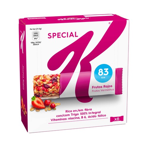 KELLOGG"S Special k  Barritas de cereales con frutos rojas  pack 6 uds.x 21,5 g.