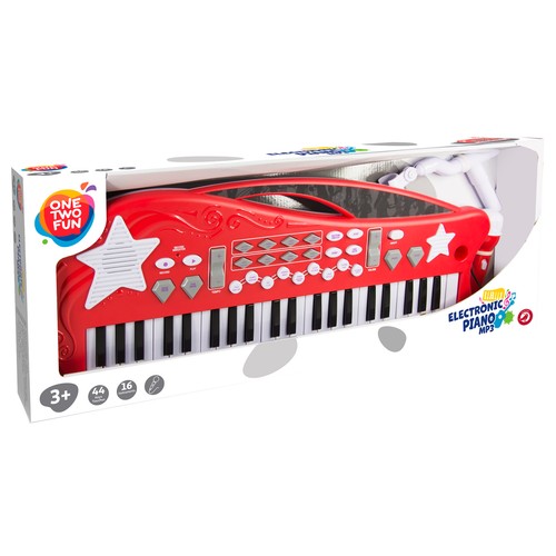 Teclado electrónico mp3 de 48 teclas con micrófono ONE TWO FUN ALCAMPO.