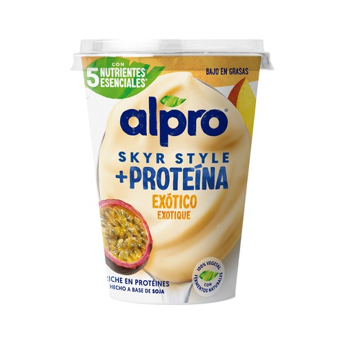 ALPRO Especialidad de soja estilo islandés, con alto contenido en proteínas y sabor mango y maracuya 400 g.