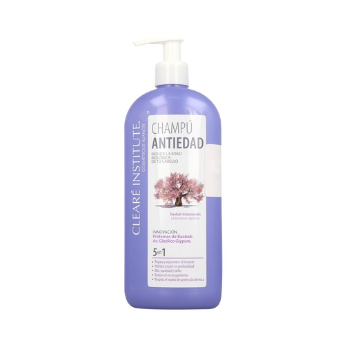Champú anti edad con proteínas de Baobab y ácido glicólico CLEARÉ INSTITUTE 400 ml.