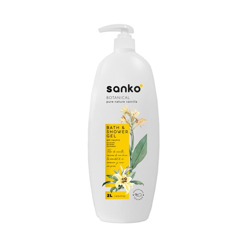 SANKI Botanical Gel para baño o ducha con pH neturo y aroma a vainilla 2 l.