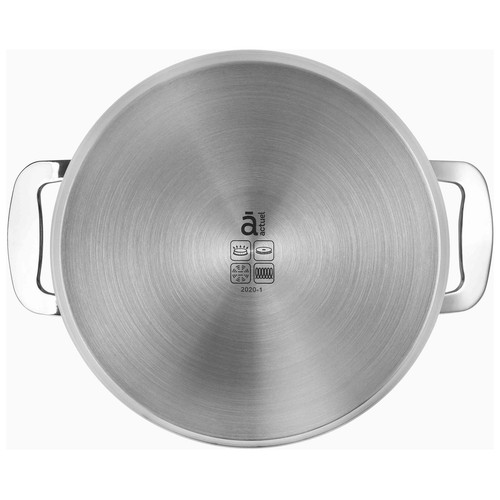 Cacerola para inducción 20cm fabricada en acero inoxidable profesional, incluye tapa de vidrio, ACTUEL.