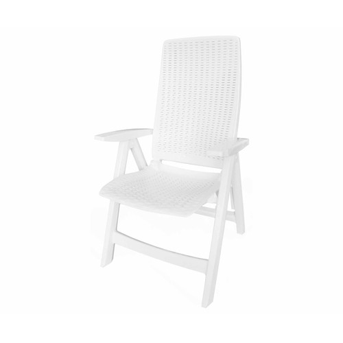 Silla Rio Rattan con 5 posiciones ajustables, 67 x 60 x 107 cm, blanco, PLASTICOS JOLUCE.