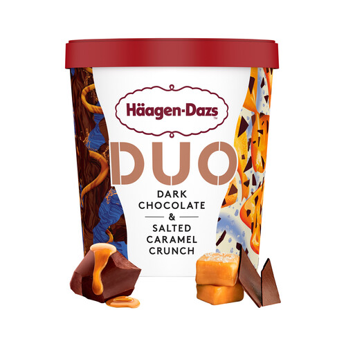 HÄAGEN-DAZS Tarrina de helado de crema de chocolate negro y crema de caramelo salado HÄAGEN-DAZS Duo 420 ml.