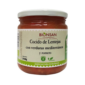 Imagen de BIONSAN Cocido de lentejas con verduras Mediterráneas y romero ecológico BIONSAN 280 g.