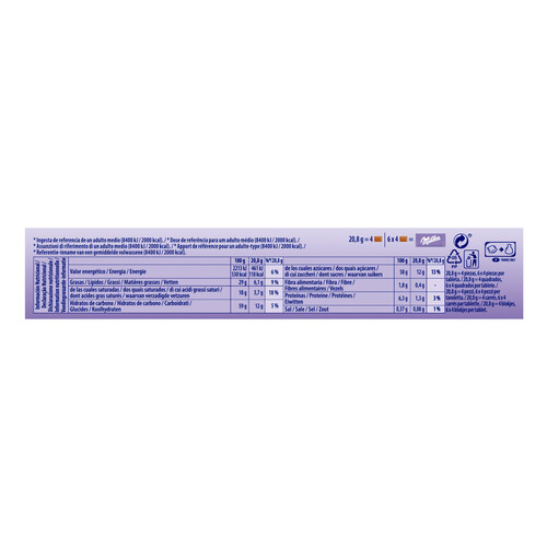 MILKA Chocolate con leche 3 uds. MILKA 375 g.