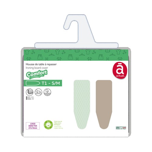 Funda para tabla de planchar Comfort de algodón orgánico 130g, espuma/fieltro, talla 1 (S-M) ACTUEL.