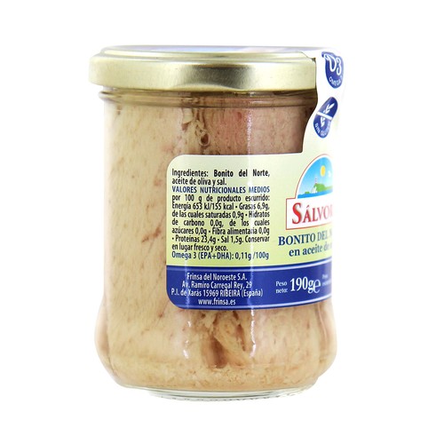 SÁLVORA Bonito del norte en aceite de oliva frasco de 140 g.