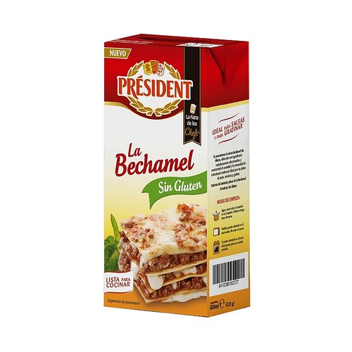 PRÉSIDENT Salsa bechamel, elaborada sin gluten y lista para cocinar 500 ml.