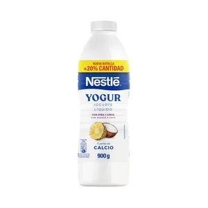 NESTLÉ Yogur líquido para beber con piña y coco 900 ml.