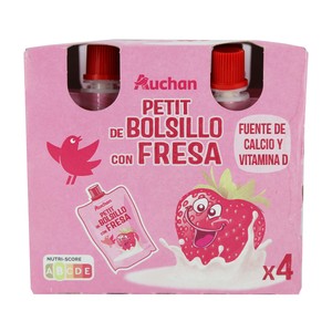AUCHAN Petit suisse para llevar con fresa 4 x 90 g. Producto Alcampo