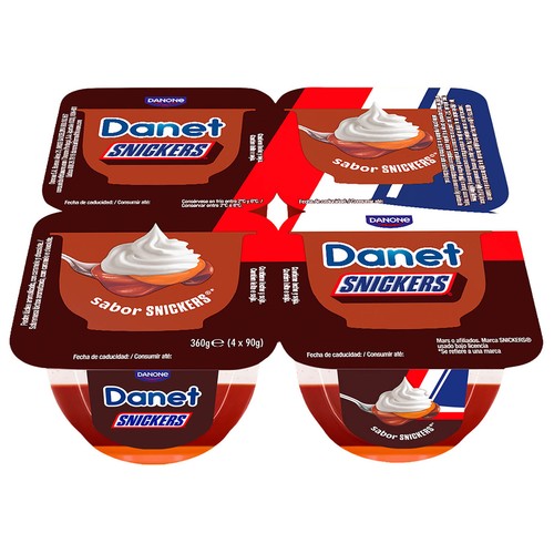 DANET de Danone Natillas con sabor a snickers 4 x 90 g.