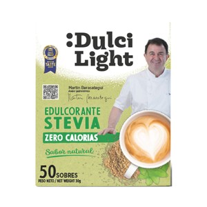 Imagen de DULCILIGHT Edulcorante (Stevia) de sabor natural y zero calorias 50 sobres.