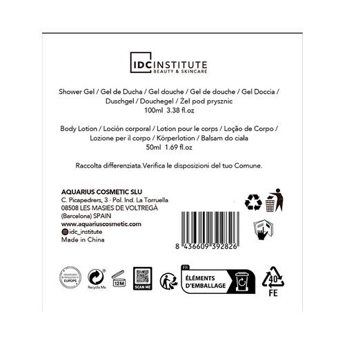 IDC INSTITUTE Scented garden Bañera estampada con gel de baño de 100 ml y loción corporal de 50 ml, ambos con aroma a rosas.