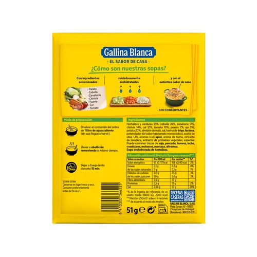 GALLINA BLANCA Sopa de verduras 71 g.