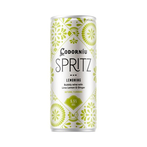 CODORNIU Vino espumoso con aroma natural de lima limón y jenjibre CODORNIU Spritz lata de 25 cl.