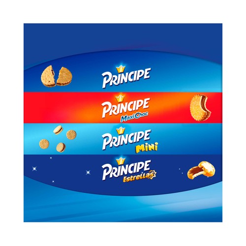 PRÍNCIPE Estrellas Galletas rellenas de crema de leche y cubiertas de chocolate con leche 222 g.