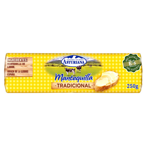 CENTRAL LECHERA ASTURIANA Rulo de mantequilla tradicional sin sal CENTRAL LECHERA ASTURIANA 250 g.