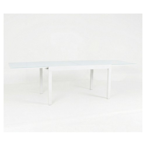 Mesa extensible de aluminio de 132/264x90x75 cm, color blanco, MOTIF INDOOR