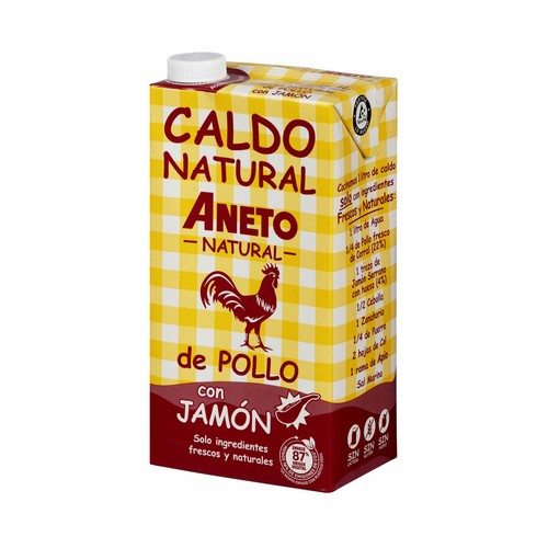 ANETO Caldo natural de pollo con jamón ANETO 1l.