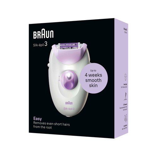 Depiladora eléctrica con cable BRAUN Silk-épil 3-000, 2 velocidades, sistema 20 pinzas, puntas SoftLift.