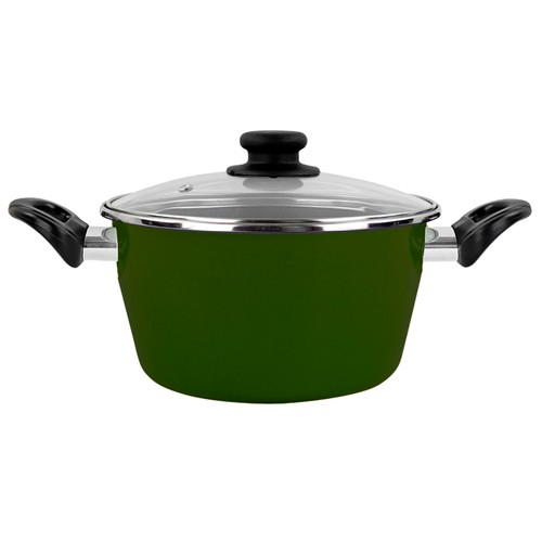 Olla de 24cm fabricada en acero esmaltado apta para inducción y con tapa de vidrio, MAGEFESA Arbore.