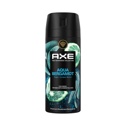 AXE Aqua bergamot Desodorante en spray para hombre con hasta 72 horas de frescor 150 ml.