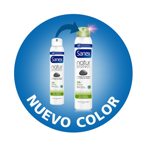 SANEX Natur protect Desodorante en spray para mujer con protección antitranspirante hasta 24h, para pieles normales 200 ml.