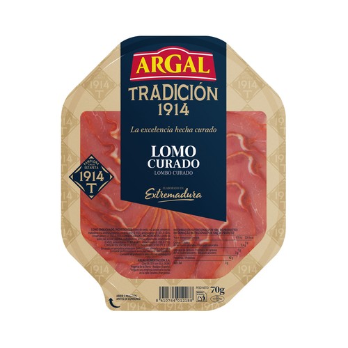 ARGAL Tradición 1914 Lomo embuchado de Extremadura, cortado en lonchas 70 g.