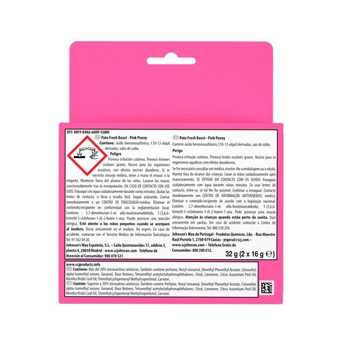 PATO Pastillas para WC fresh boost pink peony 2 uds