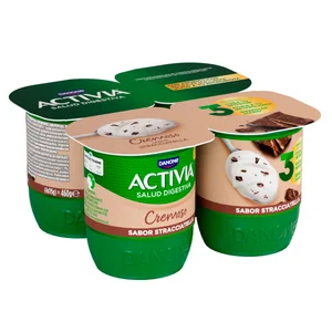 ACTIVIA Bífidus cremoso con 6 horas de fermentación y stracciatella de Danone 4 x 115 g.