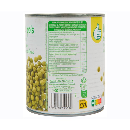 PRODUCTO ECONÓMICO ALCAMPO Guisantes muy finos 560 g.