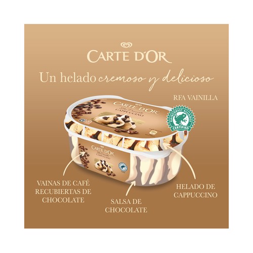 CARTE D´OR Les desseerts Tarrina de helado vainilla y café con salsa de chocolate 825 ml.