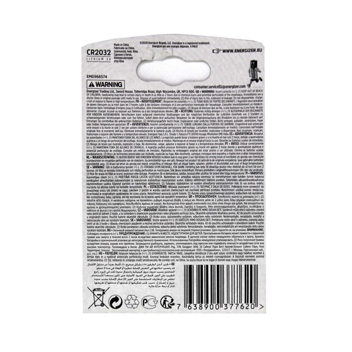 Pack de 4 pilas de botón de litio CR2032, 3V, ENERGIZER.