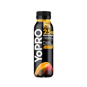 YOPRO Leche fermentada con proteínas y sabor a mango, sin azúcares añadidos, ni grasa de Danone 291 ml.