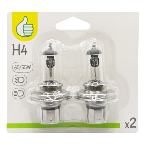 Pack de 2 bombillas para el coche H4 12V 60/55W, AUCHAN.
