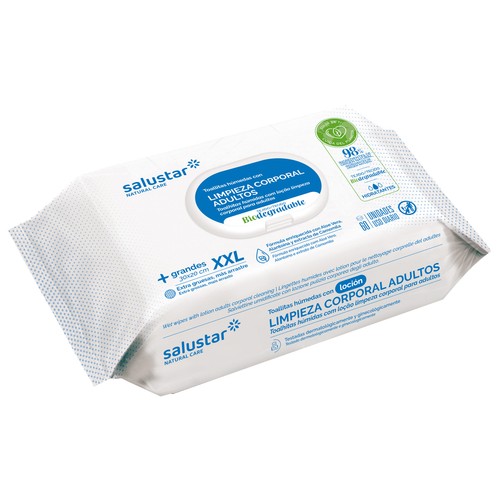 SALUSTAR Toallitas humedas para higiene y limpieza corporal de adultos SALUSTAR 60 uds
