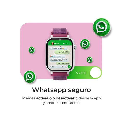 Smartwatch SAVEFAMILY SaveWatch Plus, Esfera Negra, Correa de Silicona Rojo".