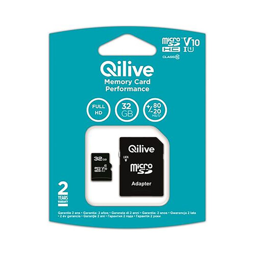 Tarjeta de memoria QILIVE MicroSDHC 32GB, clase 10, UHS, adaptador SD.