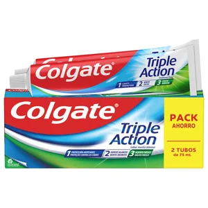 COLGATE Triple protección Pasta de dientes anticaries con sabor a menta intenso 2 x 75 ml