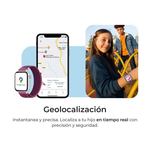 Smartwatch SAVEFAMILY SaveWatch Plus, Esfera Negra, Correa de Silicona Rojo".