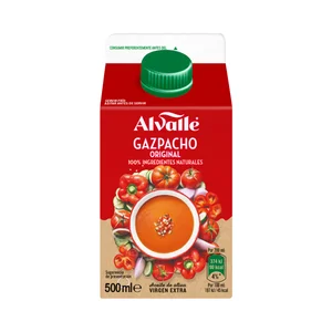 ALVALLE Gazpacho receta original elaborado con ingredientes 100% naturales ALVALLE 500 ml.