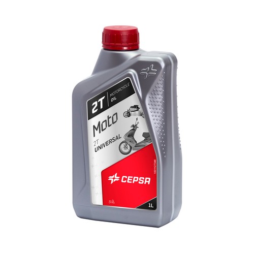 Aceite sintético para motocicletas, scooters y maquinaria de jardineria y bricolaje con motores de 2 tiempos CEPSA 1 litro.