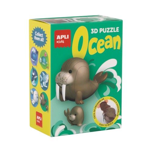 Manualidad animal marino 3D modelo morsa. APLI KIDS