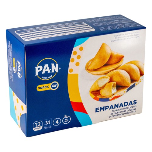 PAN Empanadas precocidas y congeladas rellenas de queso fresco Snack 600 g.