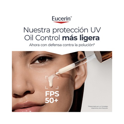 EUCERIN Oil control Sérum protector solar con FPS 50+ (muy alto) para piel mixta a grasa con impurezas 30 ml.