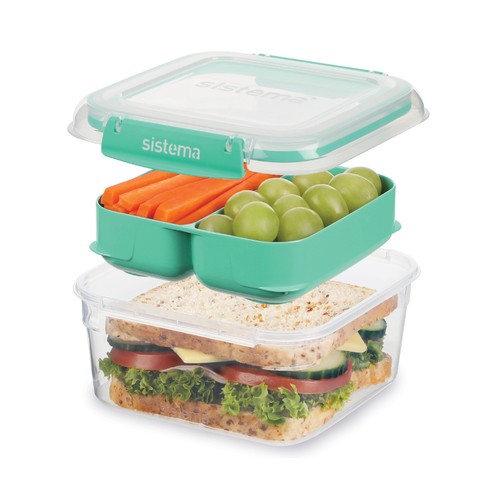 Recipiente 1,1L con compartimentos, cuadrado Stax, modelos surtidos. SISTEMA