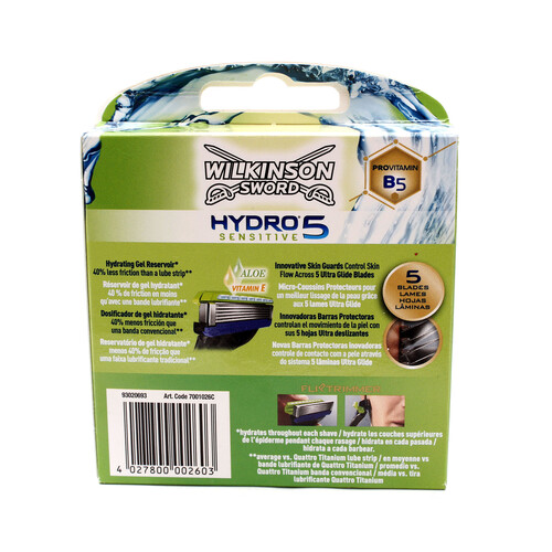 WILKINSON Recambio de cuchillas con 5 hojas para maquinilla de afeitar WILKINSON Hydro sensitive 5 8 uds.