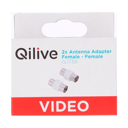 Adaptador antena QILIVE coaxial hembra a hembra.