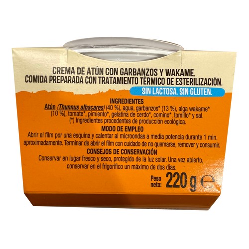 ALCAMPO ECOLÓGICO Crema de atún con garbanzos y wakame 220 g.